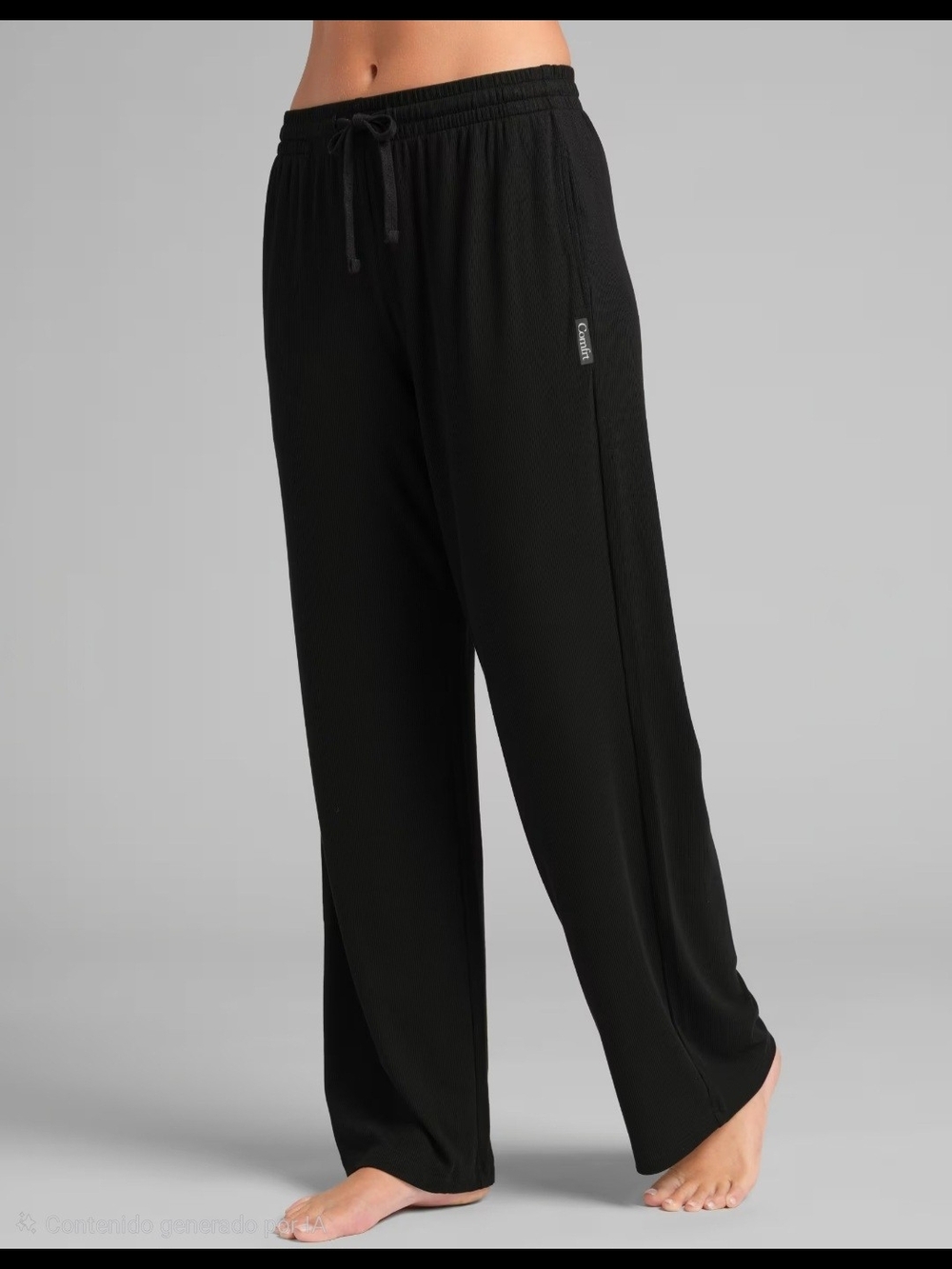 Relaxed Wide-Leg Knit Pants Womens Black Size L